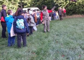 Die Viertklässler der PGS bei den Waldspielen im Burgauer Wald